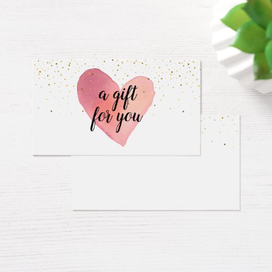 Waterverf Heart Gold Sprinkles Gift Kaart (Bureau)