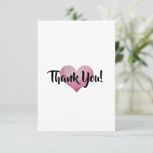 WATERVERF HEART - Hartelijk dank Bedankkaart (Staand voorkant)