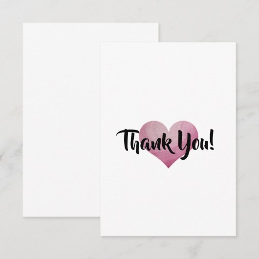 WATERVERF HEART - Hartelijk dank Bedankkaart (Voorkant / Achterkant)