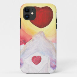 Waterverf Heart Love drijft boven bergen Case-Mate iPhone Case
