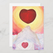 Waterverf Heart Love drijft boven bergen Kaart (Voorkant / Achterkant)