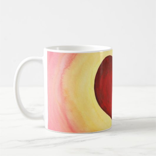 Waterverf Heart Love drijft boven bergen Koffiemok (Links)