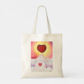 Waterverf Heart Love drijft boven bergen Tote Bag (Achterkant)