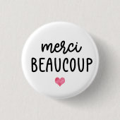 Waterverf Heart Merci Beacoup Ronde Button 3,2 Cm (Voorkant)