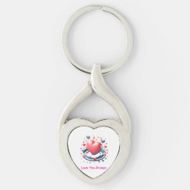Waterverf Heart Metal Sleutelhanger – Unique Perso