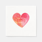 Waterverf Heart Paper servetten voor bruiloften (Voorkant)