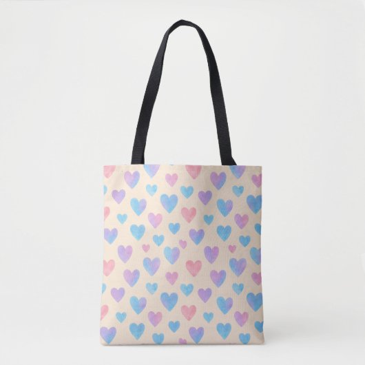 Waterverf Heart Pattern Canvas Bag Tote Bag (Voorkant)