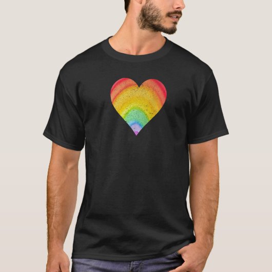 Waterverf Heart Rainbow  Retro 80 vrouwen T-shirt (Voorkant)