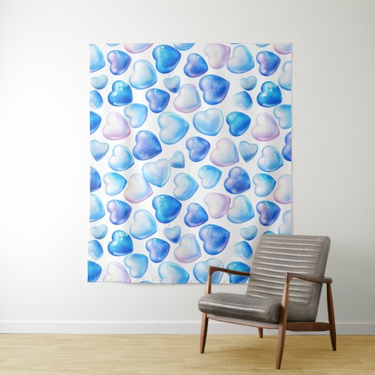 "Waterverf Heart Tapestry voor Cozy Spaces" Wandkleed (In situ)