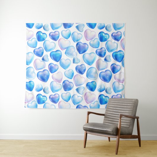 "Waterverf Heart Tapestry voor Cozy Spaces" Wandkleed (In Situ (horizontaal))