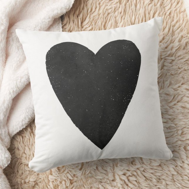 Waterverf Heart Valentijn Pillow - Black Kussen (Creator heeft geüpload)