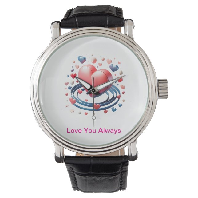 Waterverf Heart Watch Horloge (Voorkant)