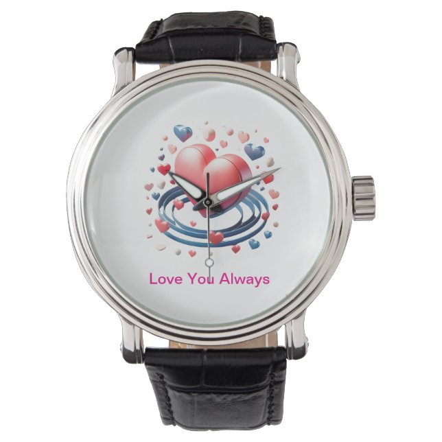 Waterverf Heart Watch – Unieke Personali Horloge (Voorkant)