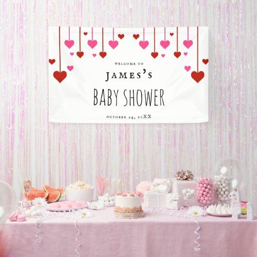 Waterverf Hearts Baby shower Sign Spandoek (Feest)