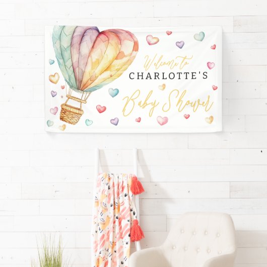 Waterverf Hearts Baby shower Welkomstbord Banner (Insitu)