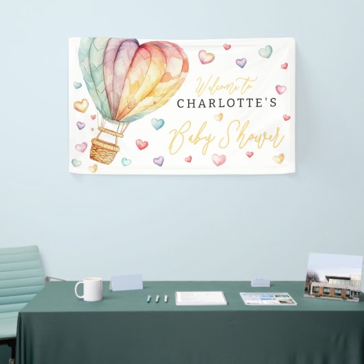 Waterverf Hearts Baby shower Welkomstbord Banner (Beurs)
