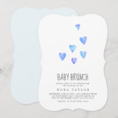 Waterverf Hearts Boy Baby Brunch Uitnodiging (Voorkant / Achterkant)