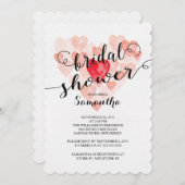 Waterverf Hearts Bridal Shower Invitation Kaart (Voorkant / Achterkant)