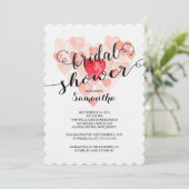 Waterverf Hearts Bridal Shower Invitation Kaart (Staand voorkant)