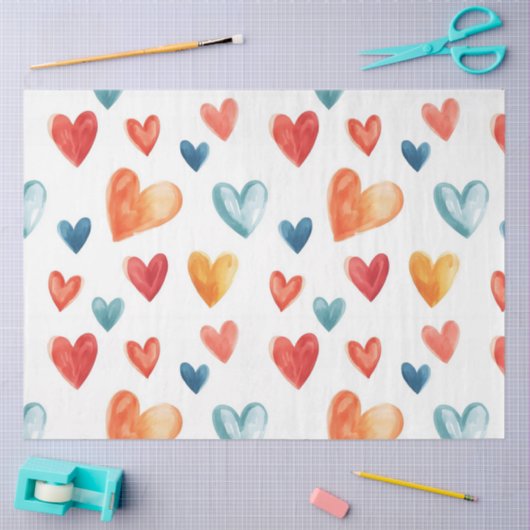 Waterverf Hearts Decoupage Tissuepapier (Craft)