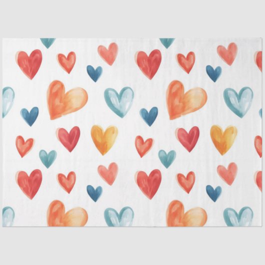 Waterverf Hearts Decoupage Tissuepapier (Voorkant)