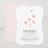 Waterverf Hearts Girl Baby Brunch Uitnodiging (Voorkant / Achterkant)