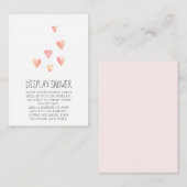 Waterverf — Hearts Girl Baby shower-display Informatiekaartje (Voorkant / Achterkant)