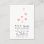 Waterverf — Hearts Girl Baby shower-display Informatiekaartje (Voorkant)