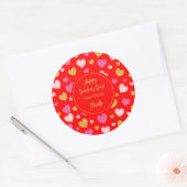 Waterverf Hearts|Happy Valentijnsdag|Rood Ronde Sticker (Envelop)