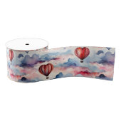 Waterverf Hearts Hete Luchtballon Grosgrain Lint (Spoel)