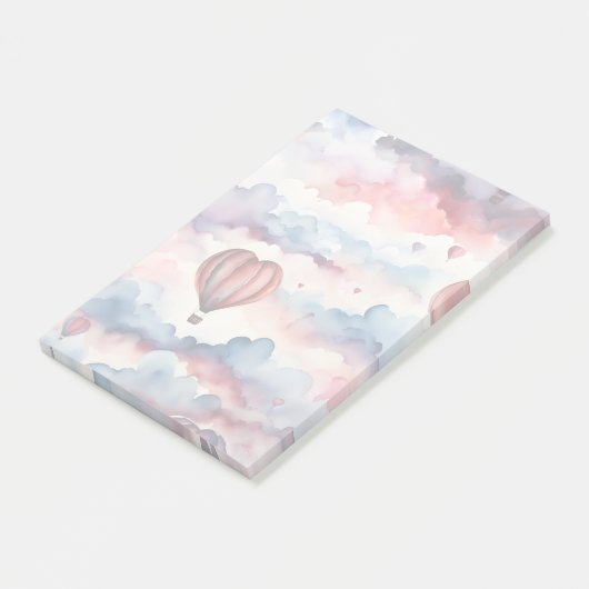 Waterverf Hearts Hete Luchtballon Post-it® Notes (Schuin)
