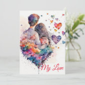 Waterverf Hearts: kondig uw groot nieuws in Stijl Aankondiging (Staand voorkant)