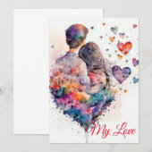 Waterverf Hearts: kondig uw groot nieuws in Stijl Aankondiging (Voorkant / Achterkant)