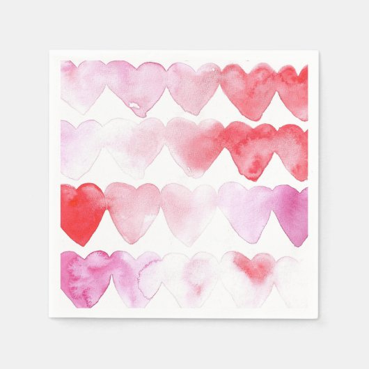 Waterverf Hearts Napkins Servet (Voorkant)