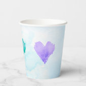 Waterverf Hearts Party Cup Papieren Bekers (Achterkant)