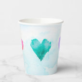 Waterverf Hearts Party Cup Papieren Bekers (Links)