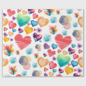 Waterverf Hearts Style Cadeaupapier (Vlak)