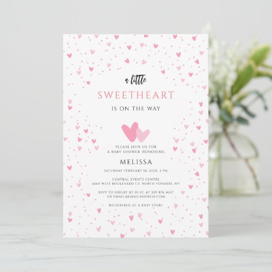 Waterverf Hearts Sweetheart Girl Baby shower Kaart (Staand voorkant)