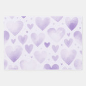  Waterverf Hearts Trio Roze Rood Paarse Gift Inpakpapier Vel (Voorkant 3)