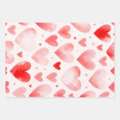  Waterverf Hearts Trio Roze Rood Paarse Gift Inpakpapier Vel (Voorkant 2)