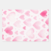  Waterverf Hearts Trio Roze Rood Paarse Gift Inpakpapier Vel (Voorkant)