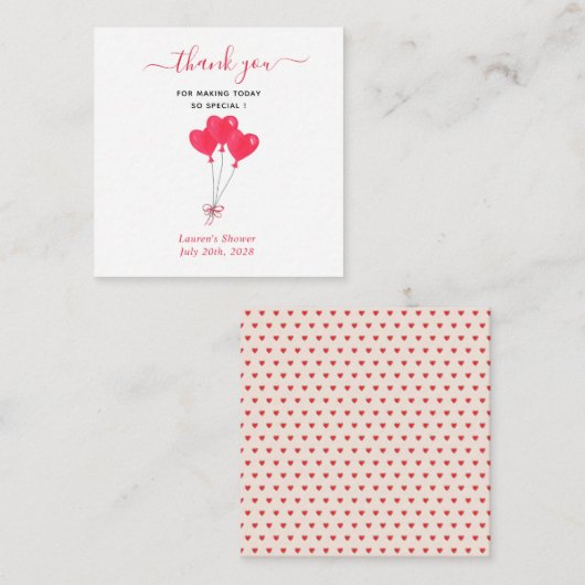 Waterverf Hearts Vrijgezellenfeest Dank u Informatiekaartje (Voorkant / Achterkant)