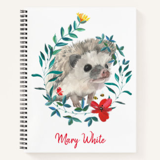 Waterverf Hedegel Floral Wreath Personalized Notitieboek