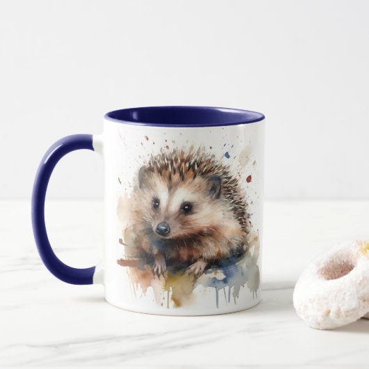 Waterverf Hedgehog mok (Met donut)