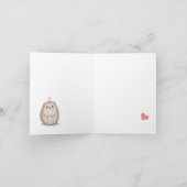 Waterverf Hedgehog & Pink Hearts Valentijnsdag Kaart (Binnen)