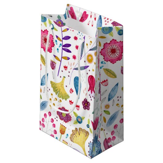 Waterverf Hedgerow Flowers Klein Cadeauzakje (Voorkant Gekanteld)