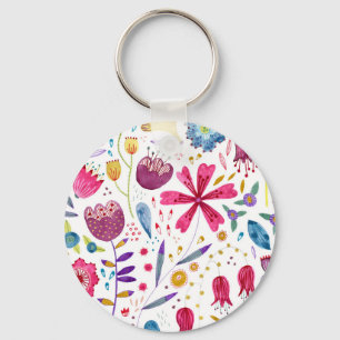 Waterverf Hedgerow Flowers Sleutelhanger