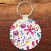 Waterverf Hedgerow Flowers Sleutelhanger (Voorkant)