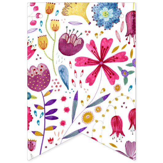 Waterverf Hedgerow Flowers Vlaggetjes (Eerste vlag)