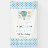 Waterverf Heet Lucht Ballon Kind 5e Verjaardagsfee Spandoek (Verticaal)